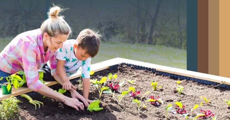 Kids planting garden